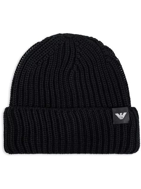 Emporio Armani logo-patch knitted beanie Men 0127