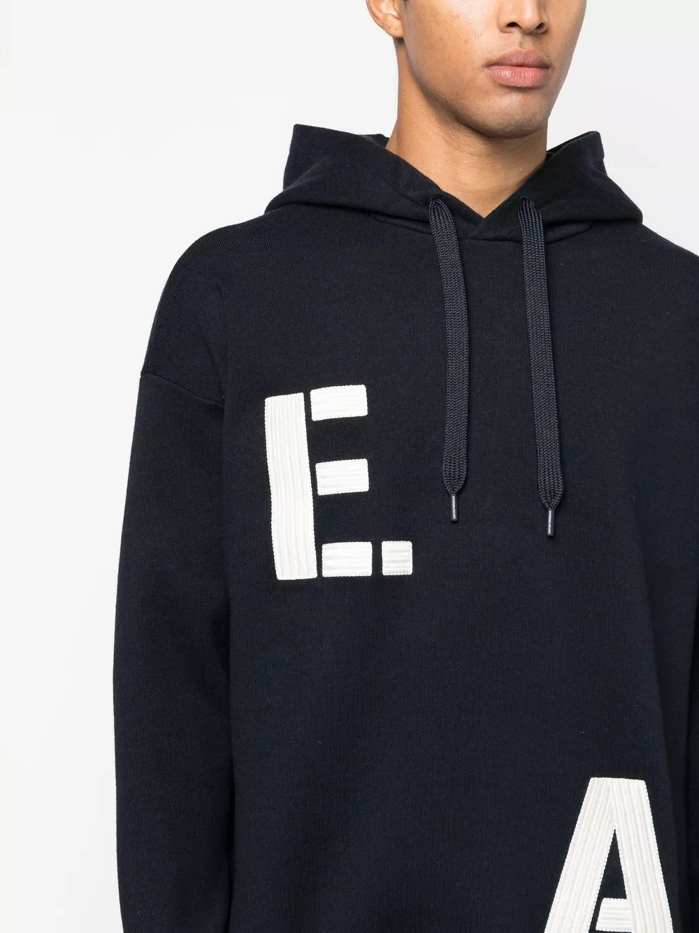 Affordable Emporio Armani logo-applique knitted hoodie Men 0114