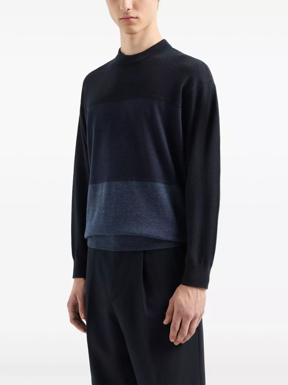 Cheap Emporio Armani colour-block virgin-wool jumper Men 0206