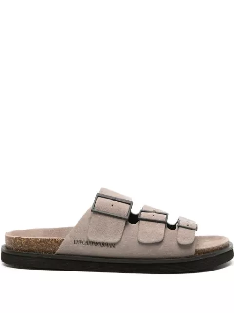 Affordable Emporio Armani debossed-logo suede sandals Men 0202